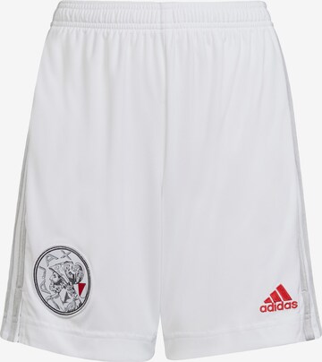 ADIDAS PERFORMANCE Regular Workout Pants 'Ajax 21/22' in White: front