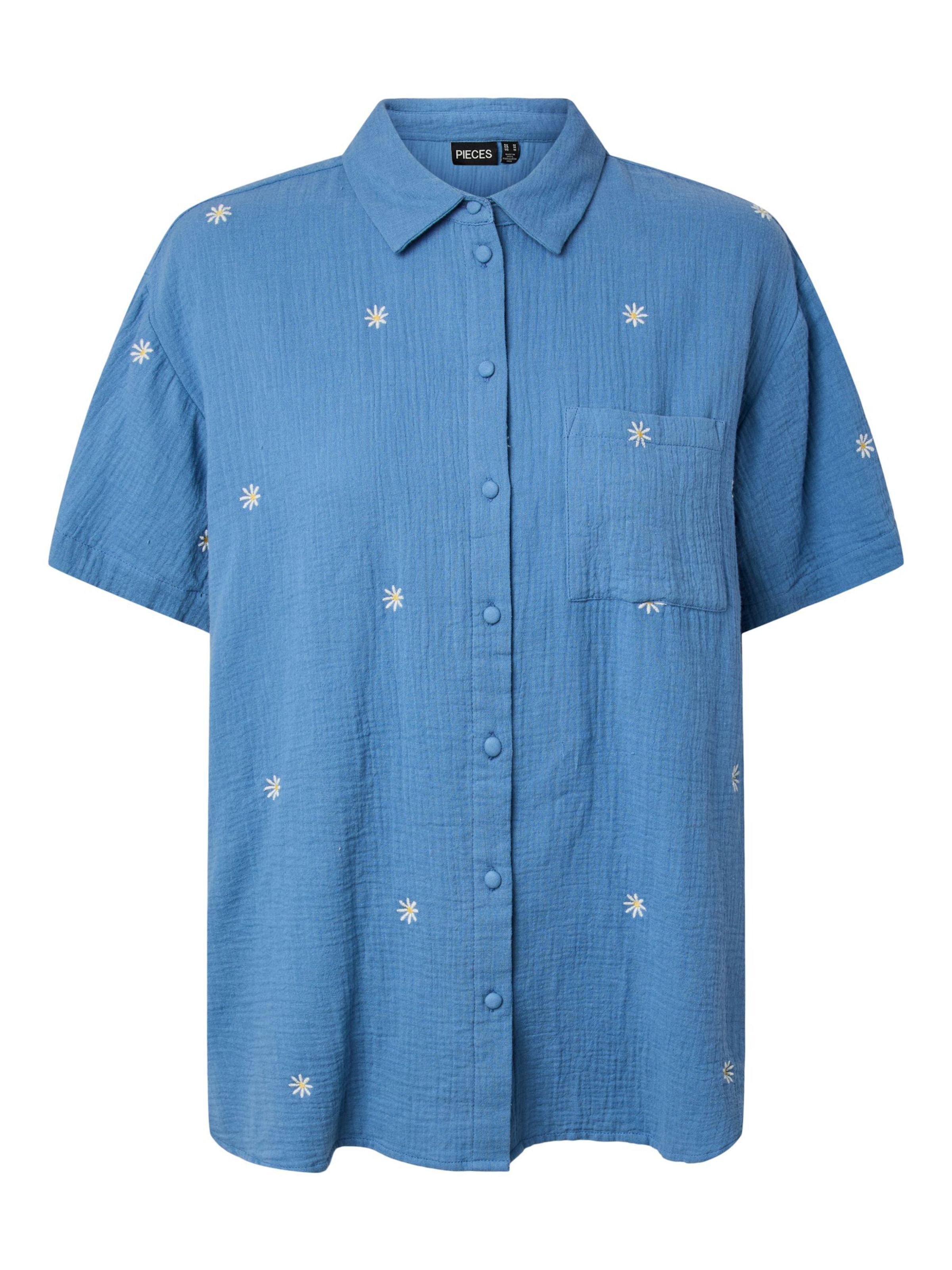 PIECES Blouse 'PCSastina' in Blauw: voorkant