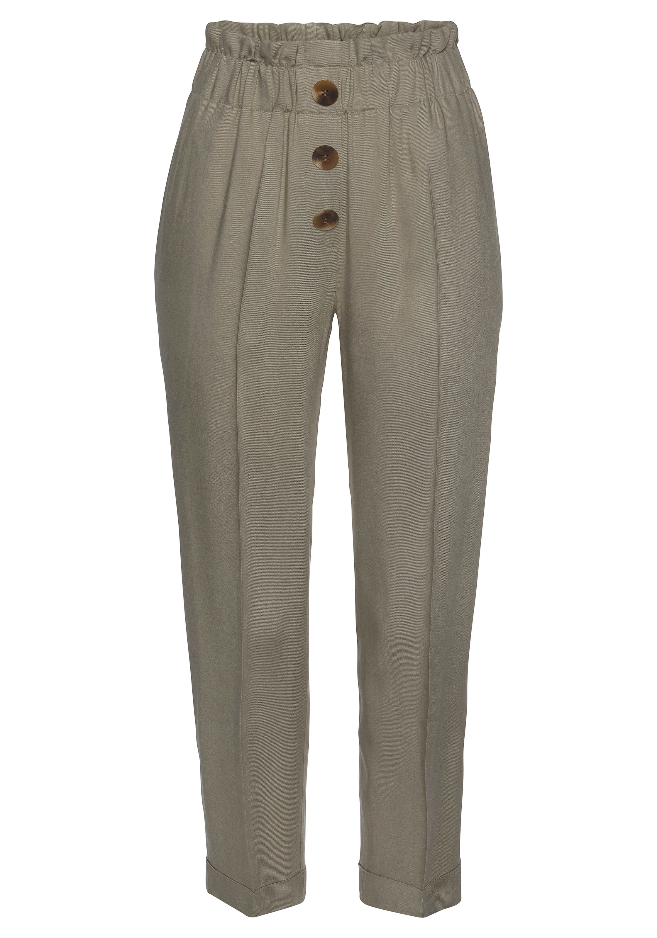 LASCANA Tapered Veckad byxa i grå: framsida