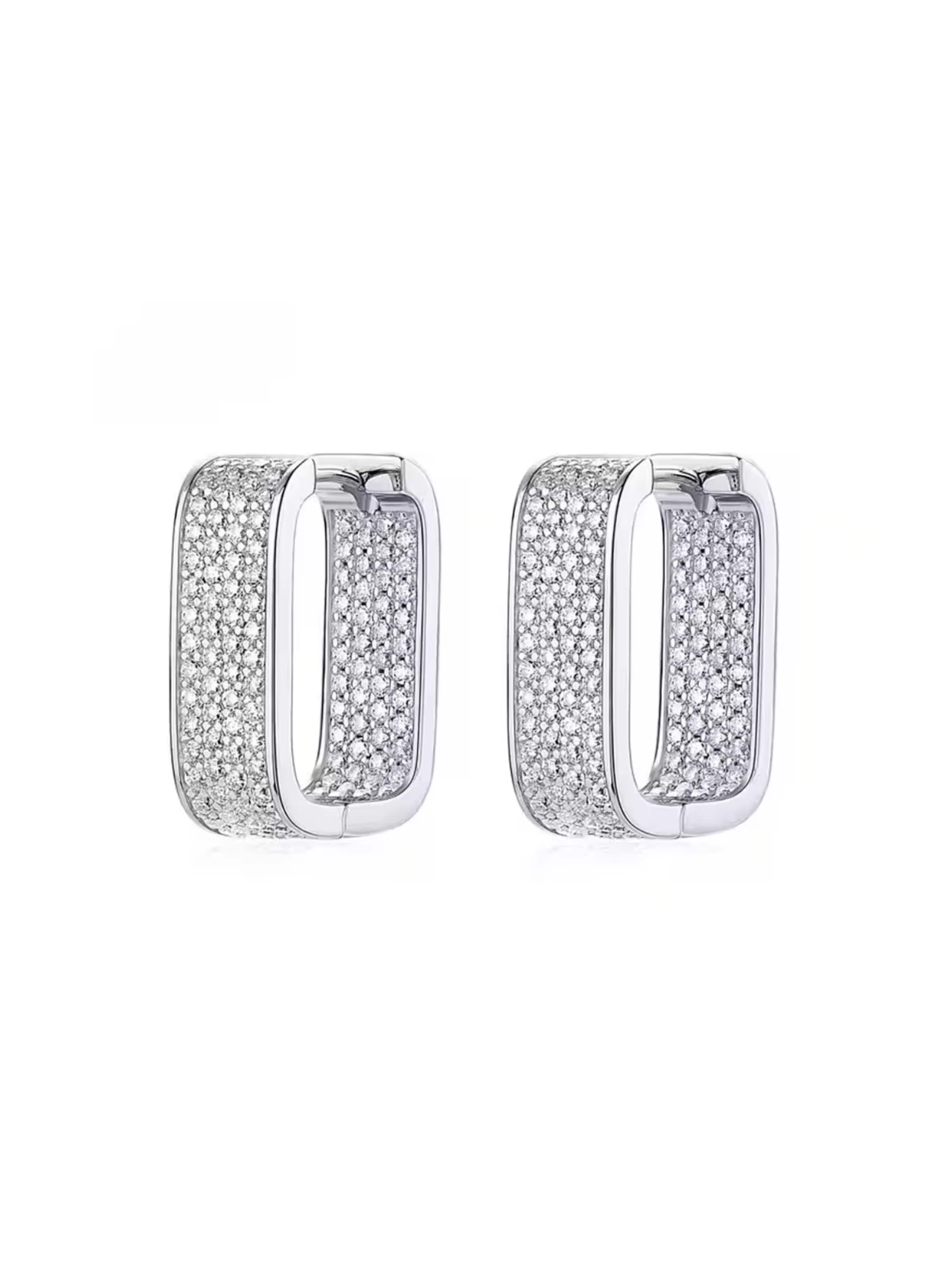 ROUGEMONT Jewellery Earrings 'Funkelnde Glamour Creolen Ohrringe' in Silver: front