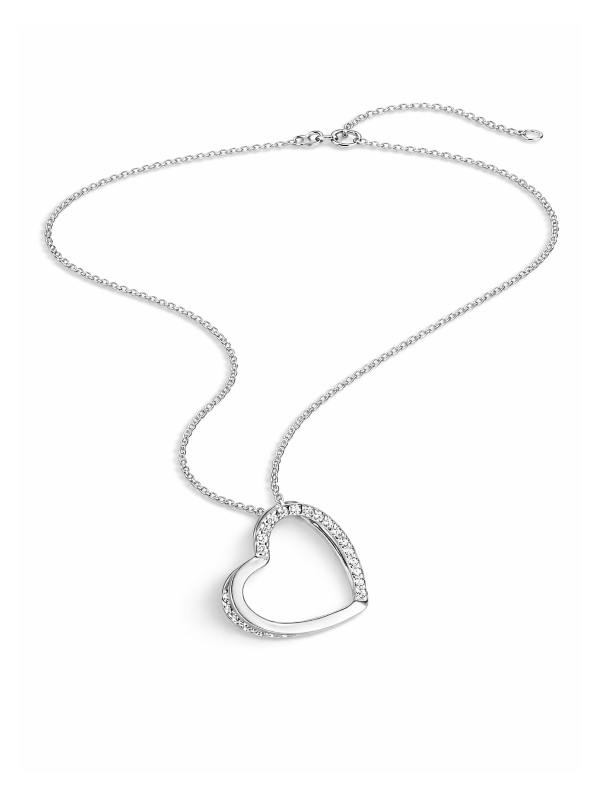 Pure Schmuck Ketting 'Heart Glow' in de kleur Zilver, Productweergave