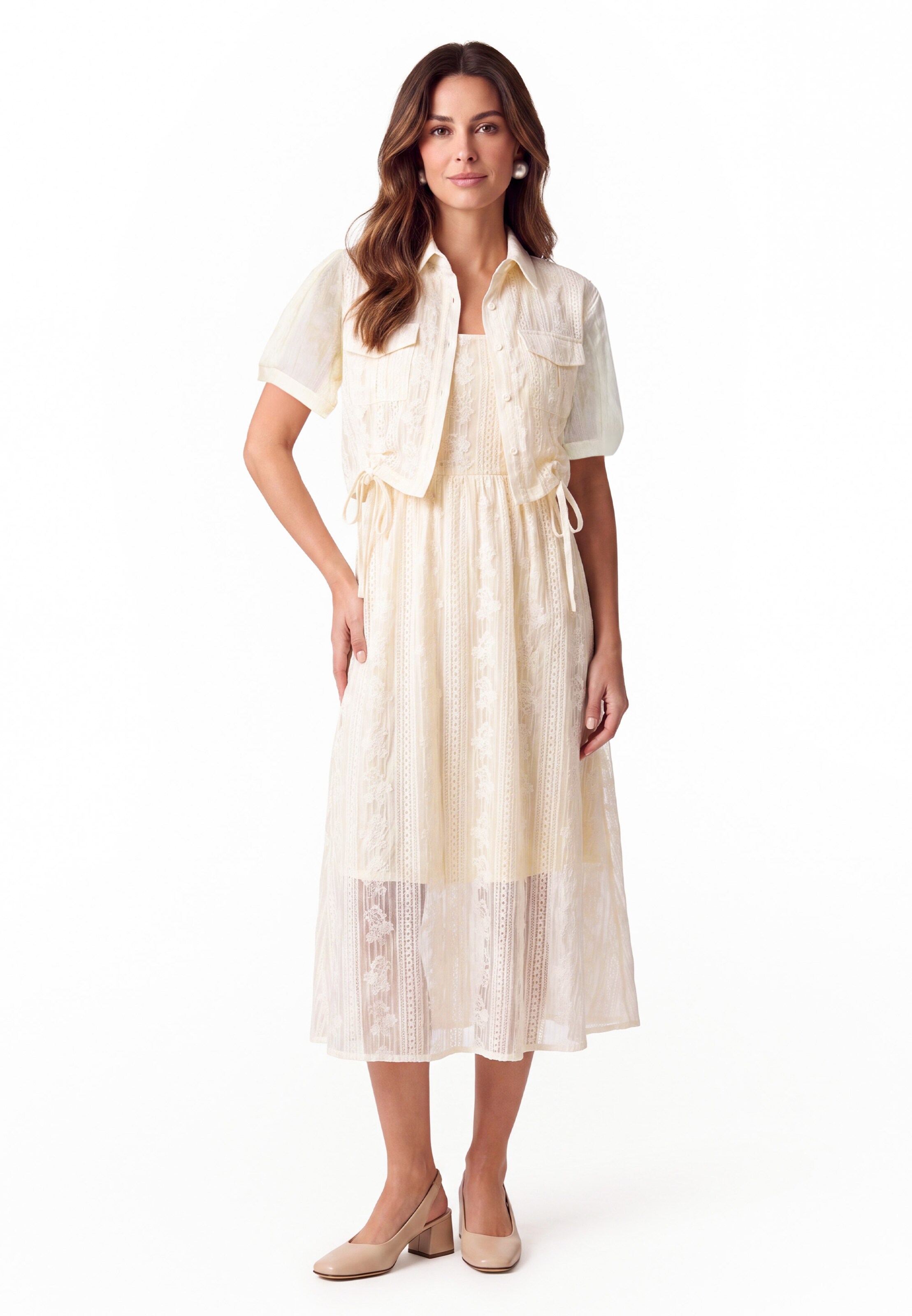 Usha - Vestido em amarelo: frente