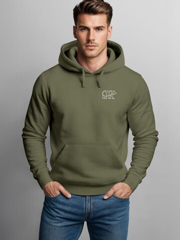 Neverless Sweatshirt 'Bär Lineart Polygon' in Green