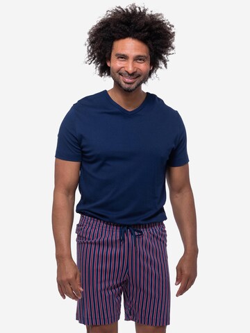 Mey Pyjama kurz 'Graphic Stripes' in Blau
