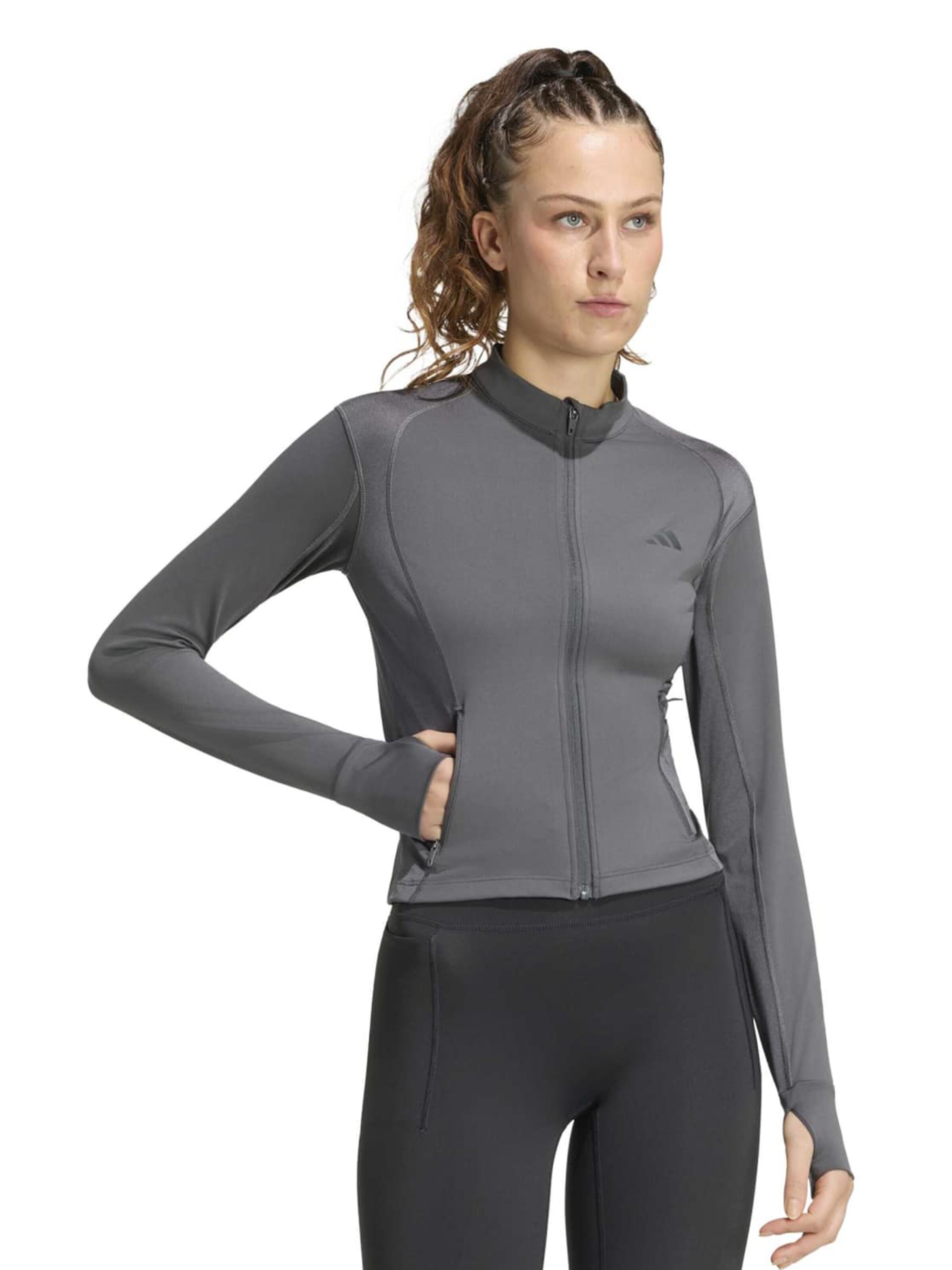 ADIDAS PERFORMANCE Training Jacket 'PWR ESS' in Grey: front