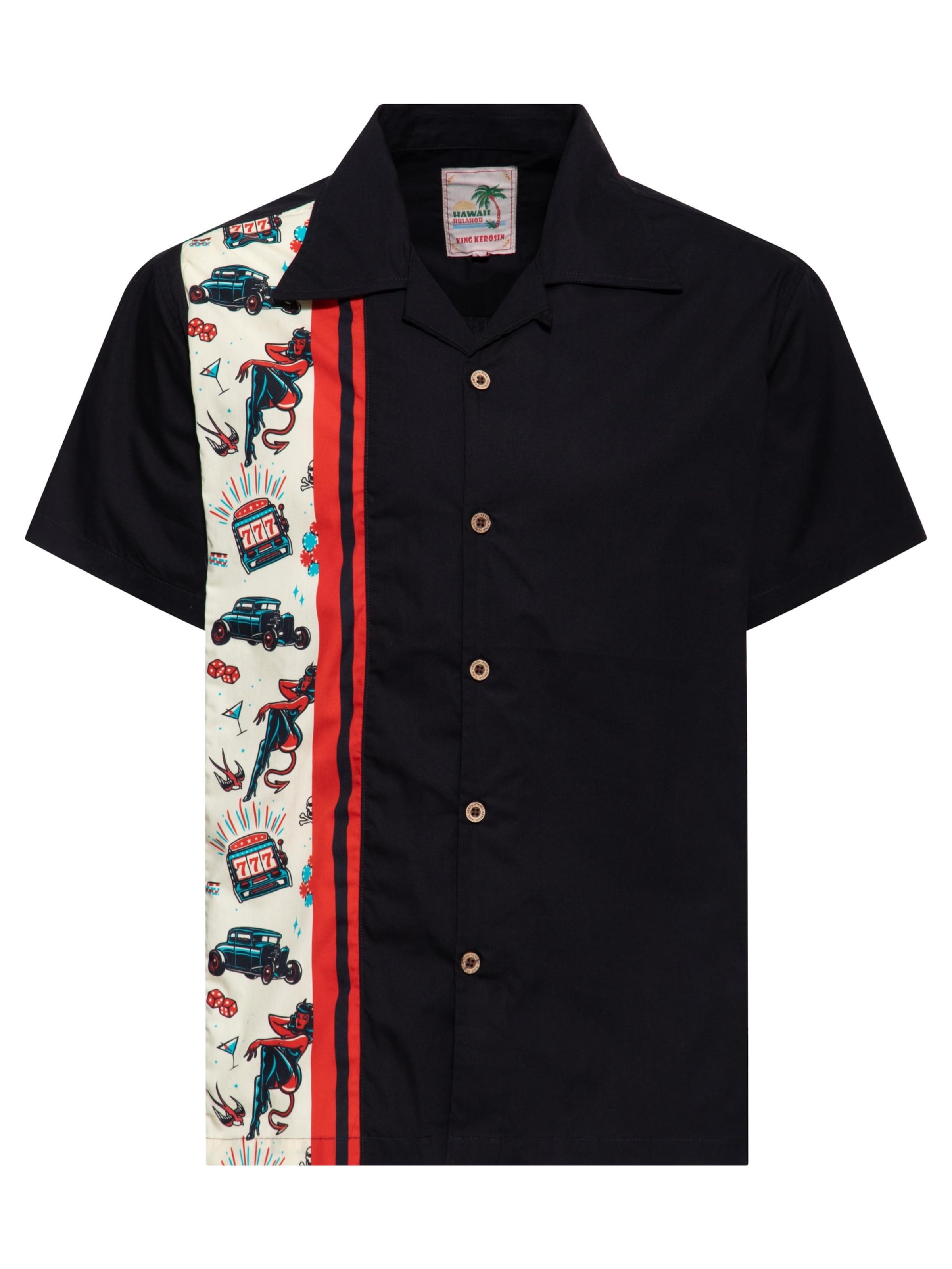 King Kerosin Regular fit Button Up Shirt 'Rockabailly Devil' in Black: front