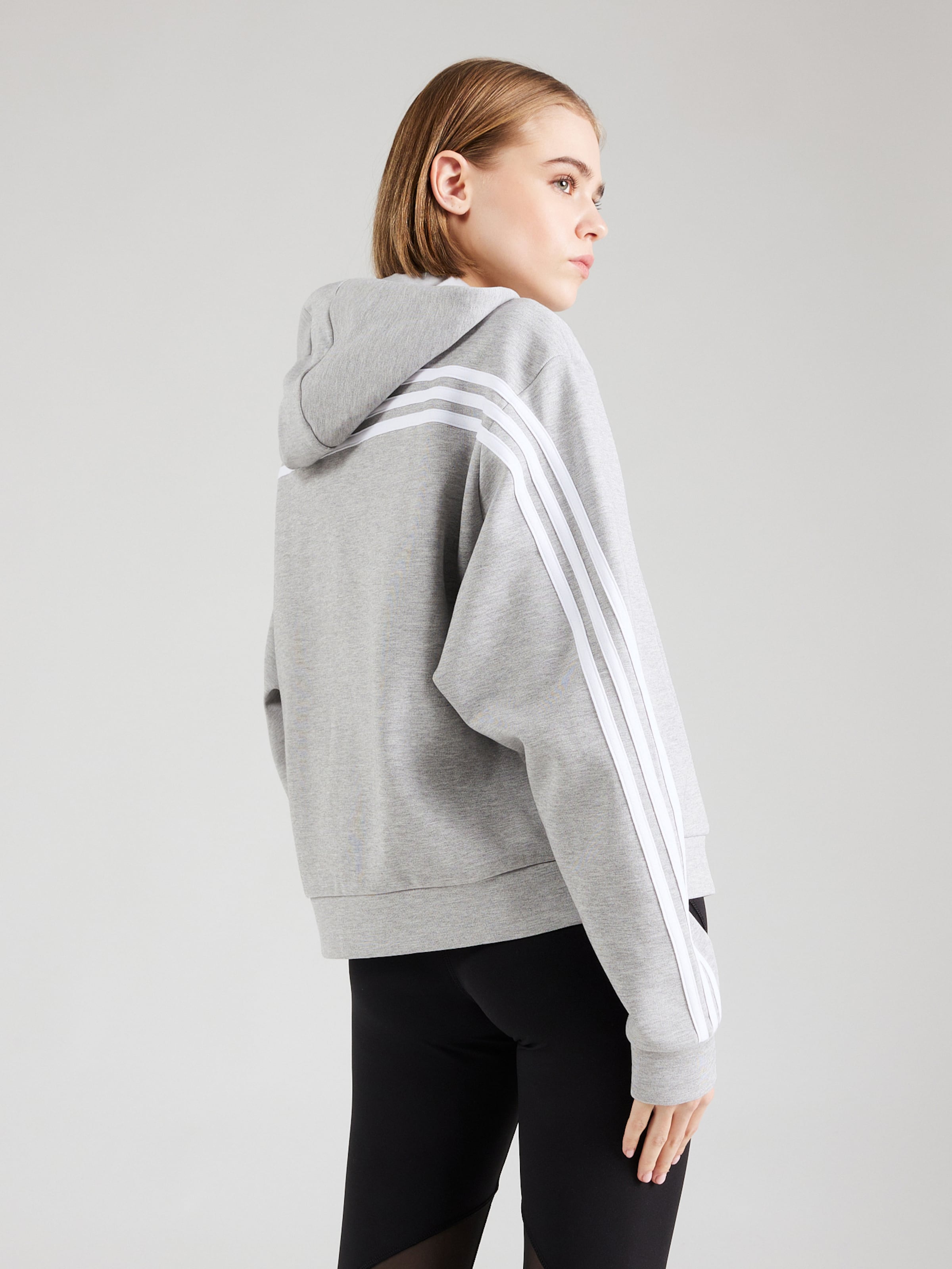 ADIDAS SPORTSWEAR Athletic Zip Up Hoodie in Mottled Grey ABOUT YOU