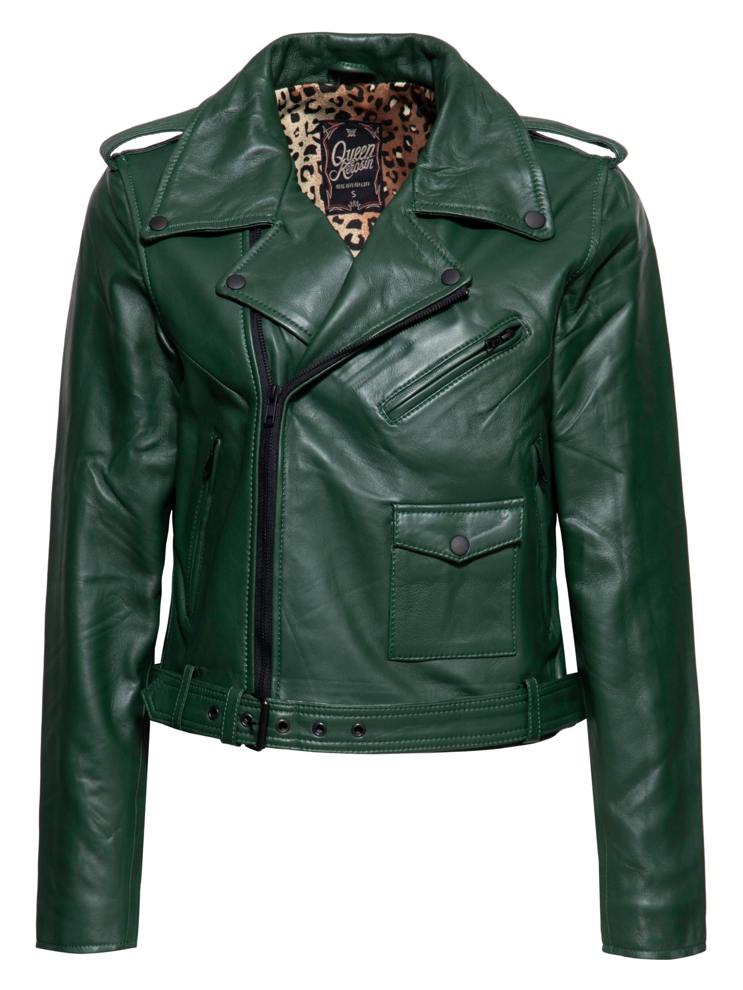 Queen Kerosin Übergangsjacke 'Marlon'‌‌‌ in Grün: Vorderseite