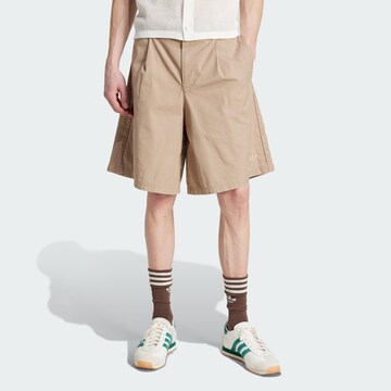 ADIDAS ORIGINALS Wide leg Pleat-front trousers in Beige: front