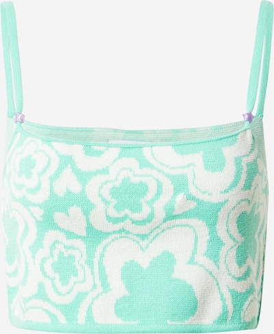 Vintage Supply Gebreide top in de kleur Lichtgroen / Wit, Productweergave