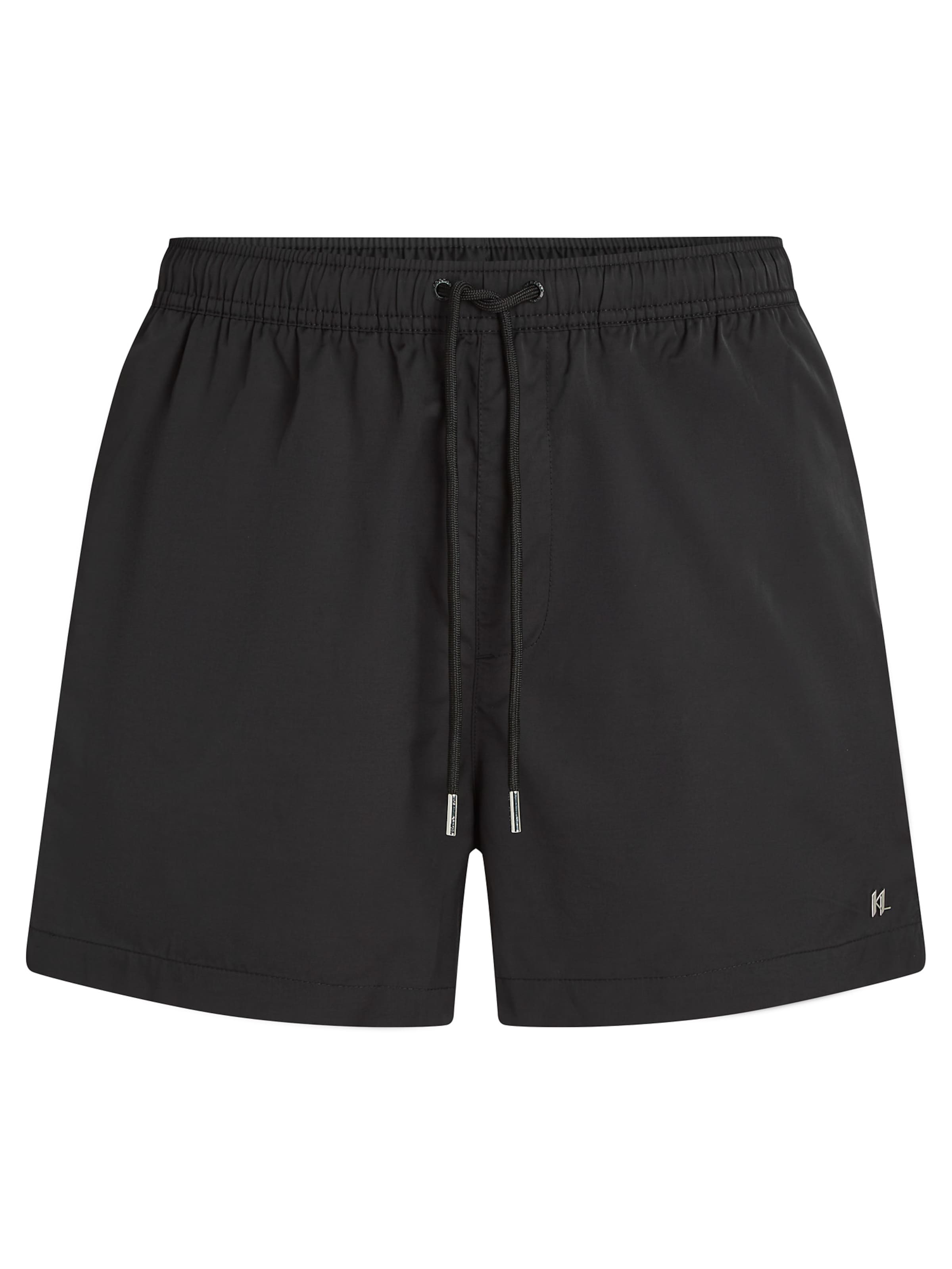 Maillot de bain ' Boardshorts mit Monogramm-Pin ' Karl Lagerfeld en noir : devant