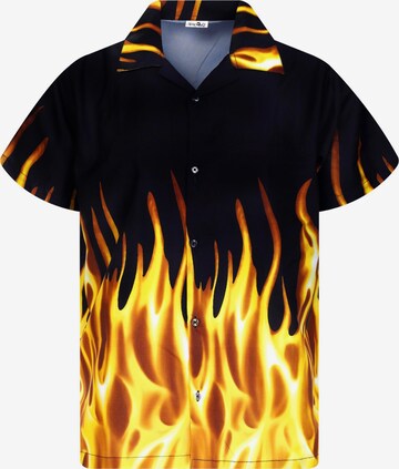 King Kameha Shirt 'Flames' in Yellow: front