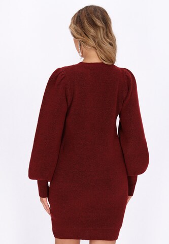 faina Gebreide jurk in Rood