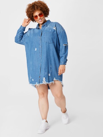 Missguided Plus Shirt Dress in Blue