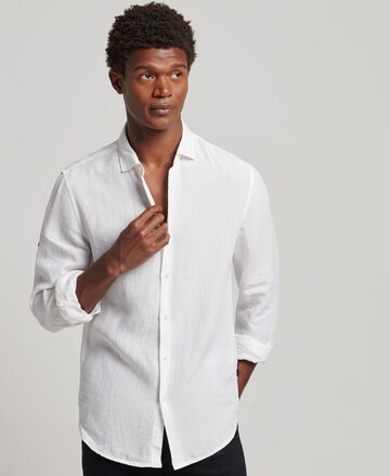 Superdry Regular fit Button Up Shirt in White: front