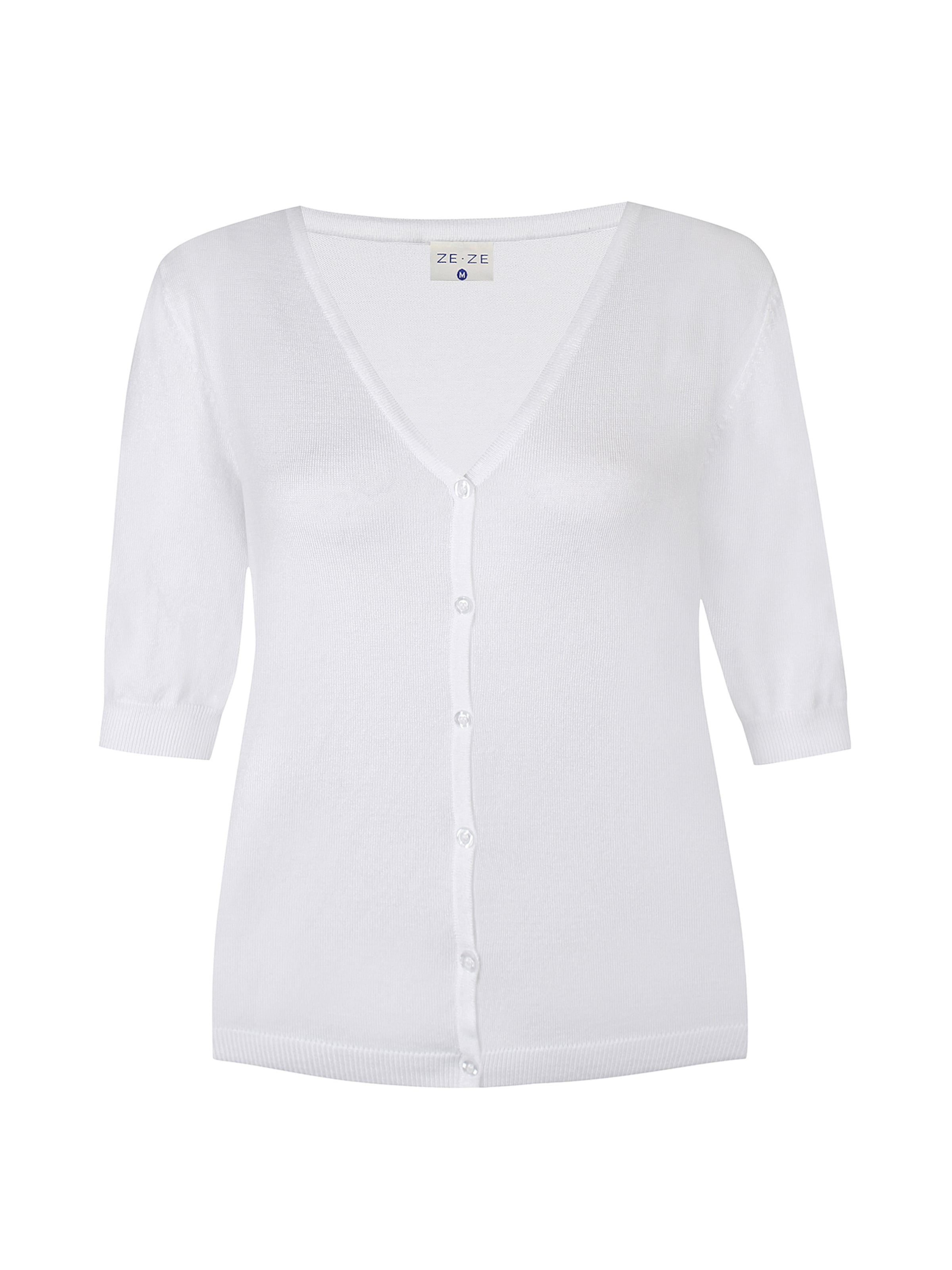 ze-ze Cardigan 'Norma 212' i hvid: forside