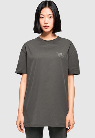 Merchcode T-Shirt 'Halloween - Spider Web' in Grau: Vorderseite