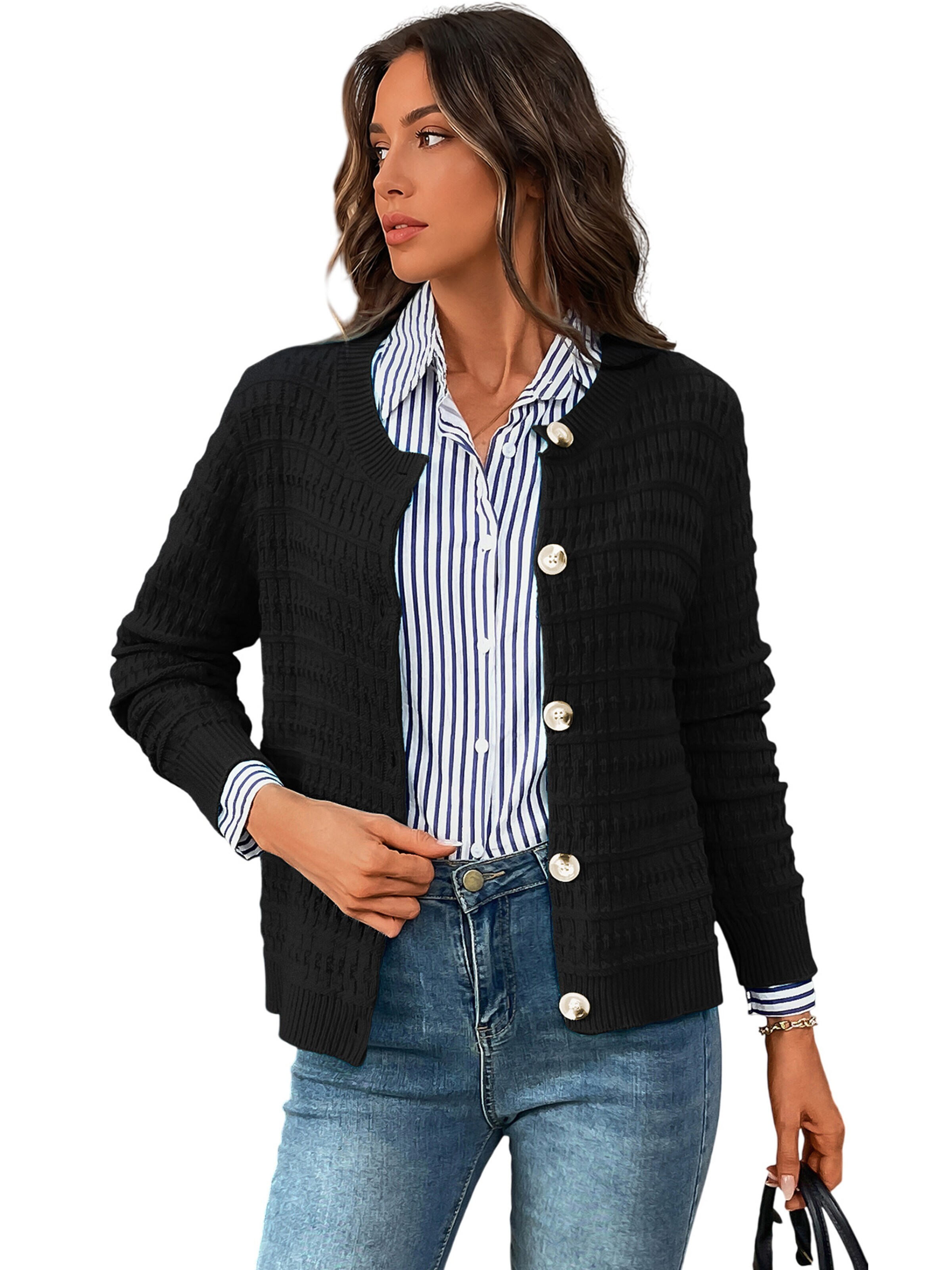 Magicshe Strickjacke 'Strickjacke'‌‌‌‌‌‌‌ in Schwarz: Vorderseite