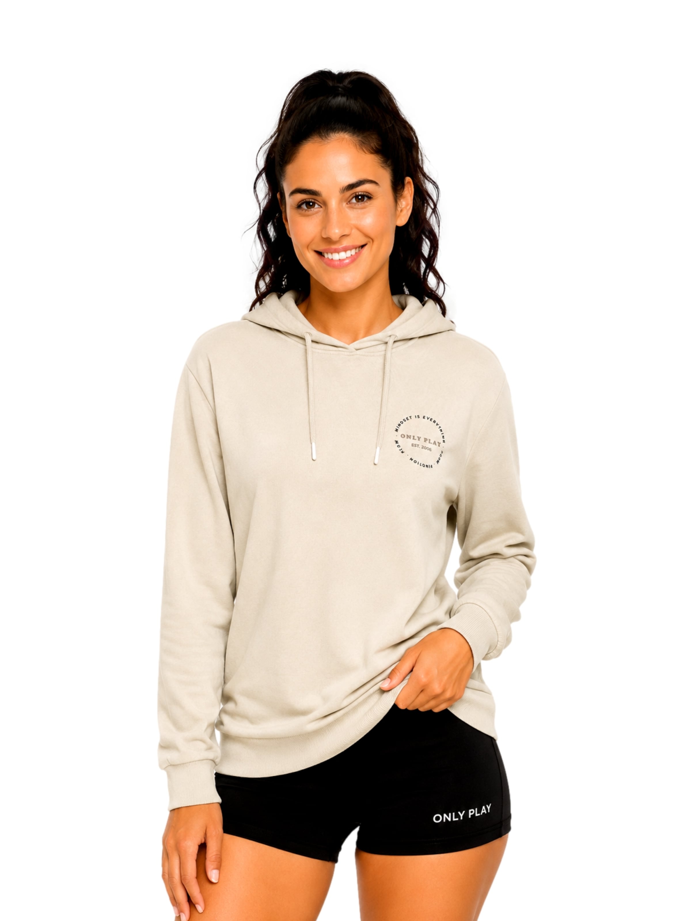 ONLY PLAY Athletic Sweatshirt 'ONPCava' in Beige: front