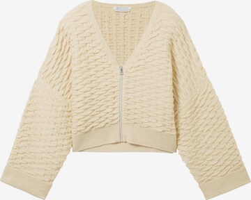 TOM TAILOR DENIM Knit Cardigan '3D' in Beige: front