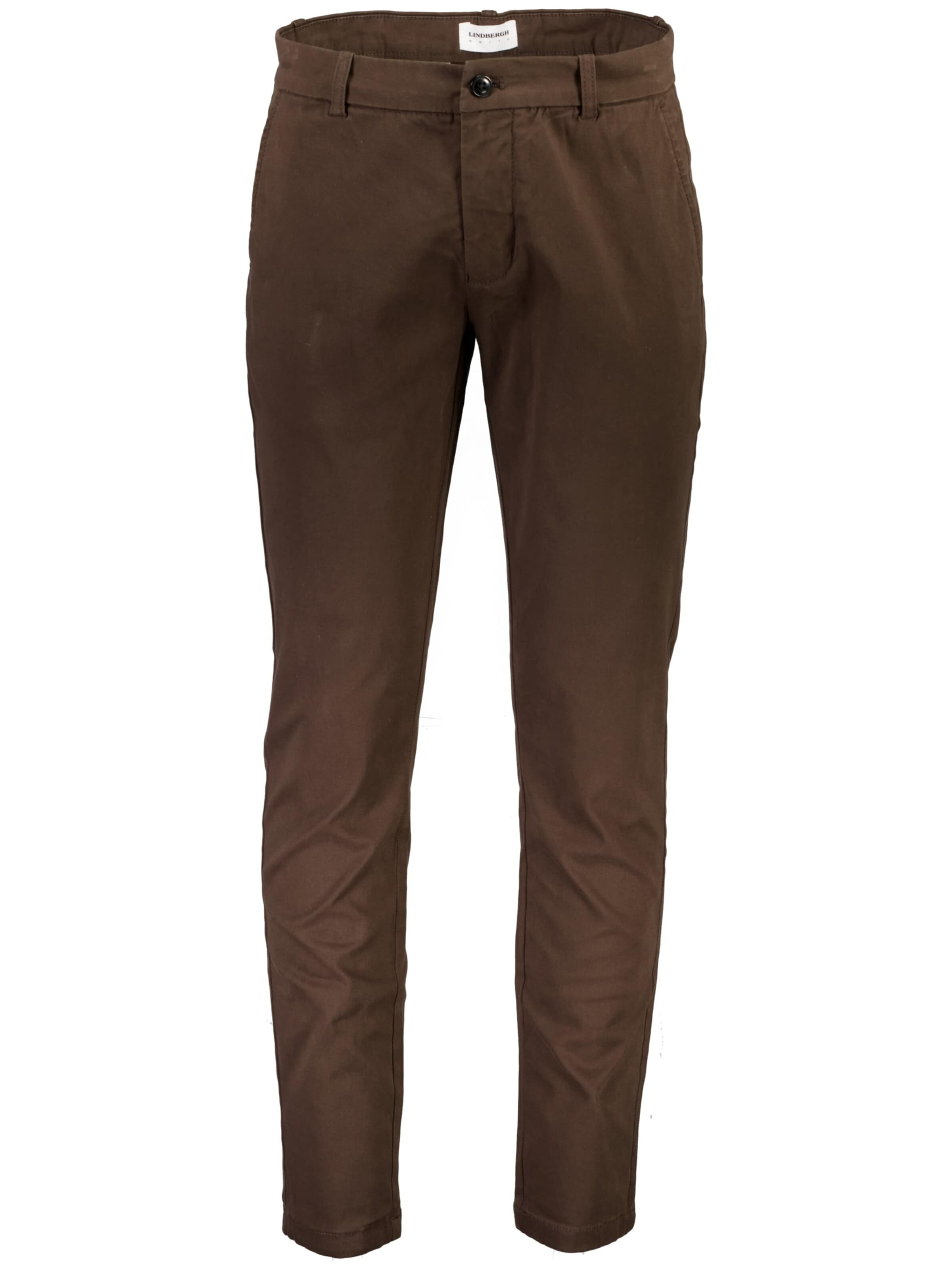 Coupe slim Pantalon chino Lindbergh en marron : devant