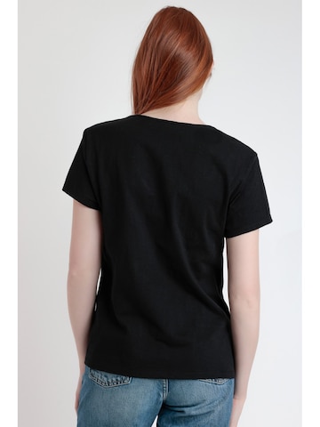 admas - Top 'ADMAS Camiseta Manga Corta Slub Entredos para Mujer' en negro