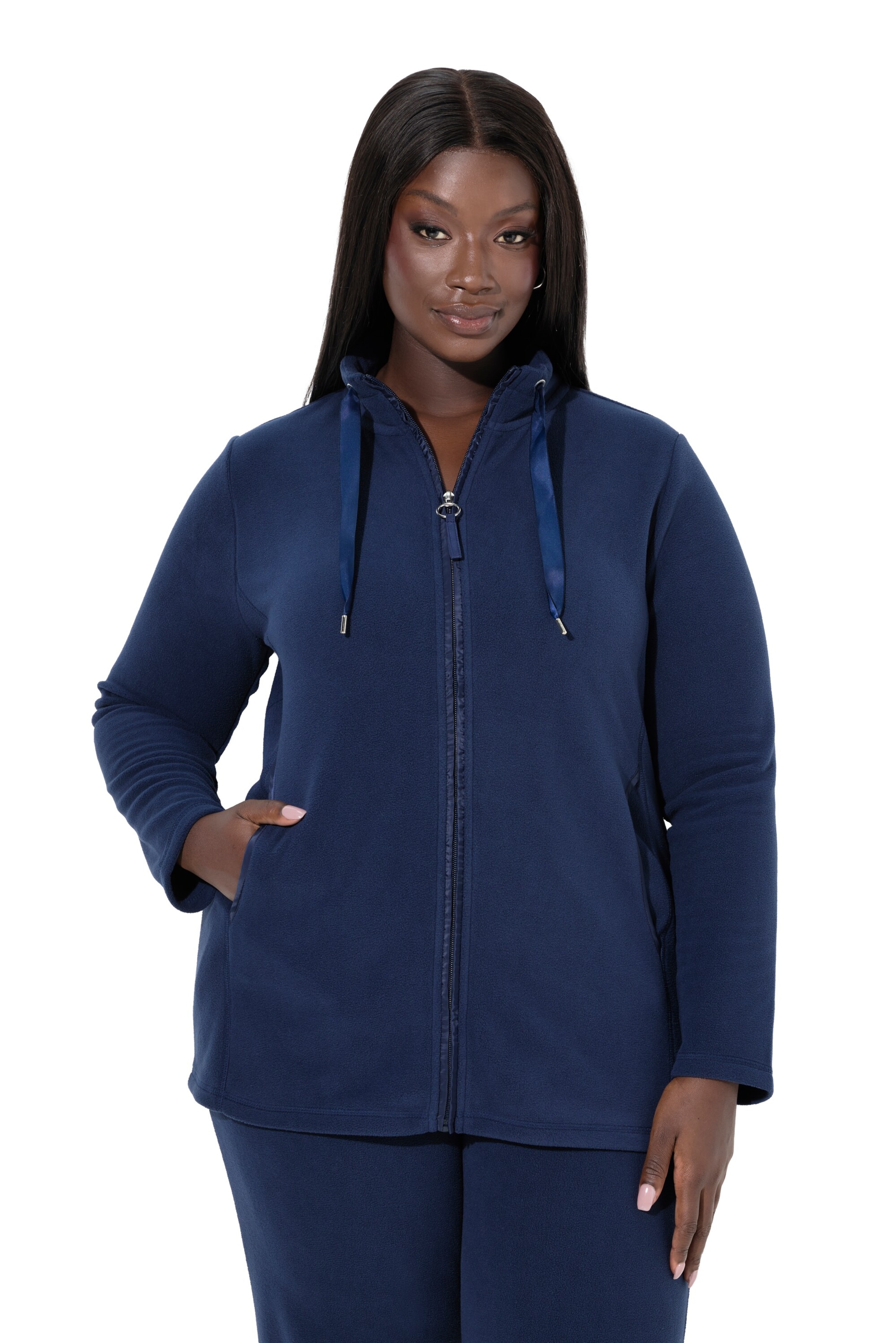 Ulla Popken Fleecetakki värissä sininen: etupuoli