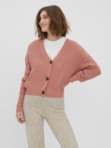 VERO MODA Knit Cardigan 'Lea' in Pink: front