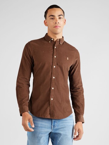 Polo Ralph Lauren Slim fit Button Up Shirt in Brown: front
