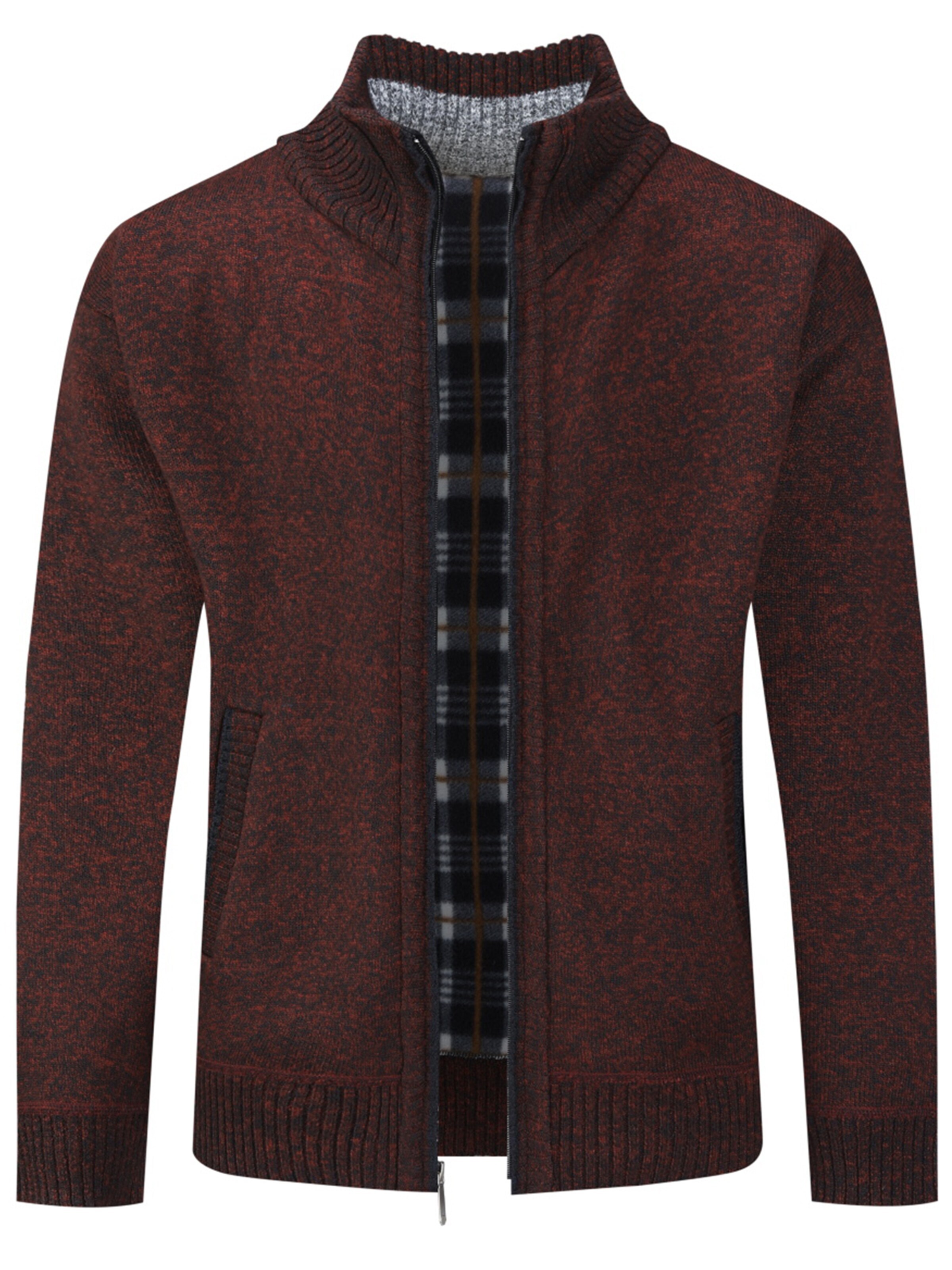 ALLTHEMEN Knit Cardigan in Red: front