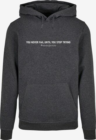 Merchcode Sweatshirt 'Never Give Up' in Grijs: voorkant