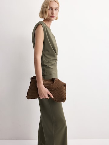 MANGO Wide leg Broek 'CANDELO' in Groen