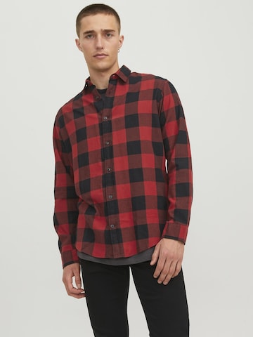 JACK & JONES - Ajuste estrecho Camisa 'JJEGingham' en rojo: frente