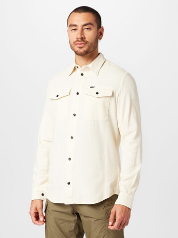 G-Star RAW Slim fit Button Up Shirt 'Marine' in Beige: front