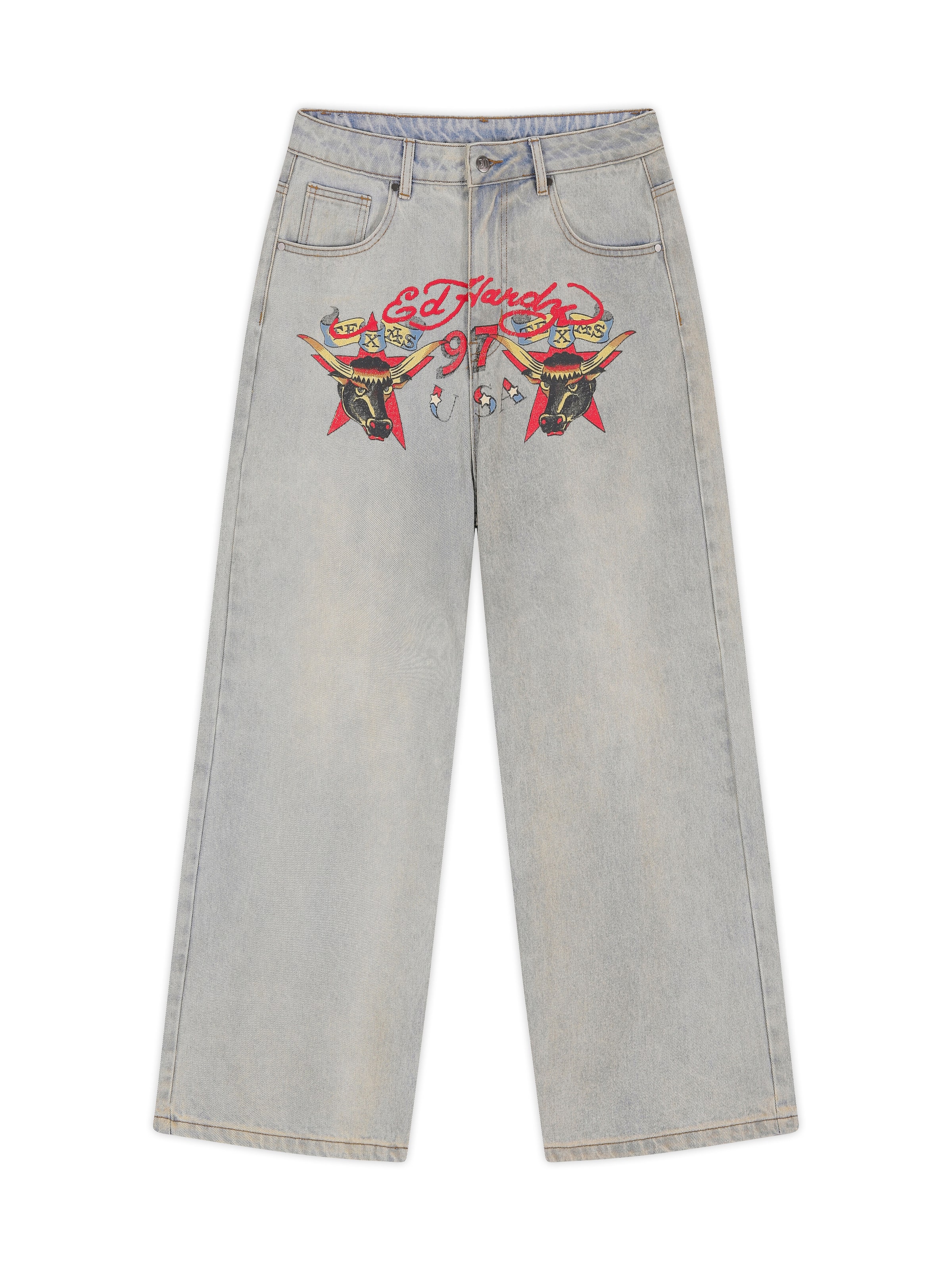 Loosefit Jean Ed Hardy en bleu : devant