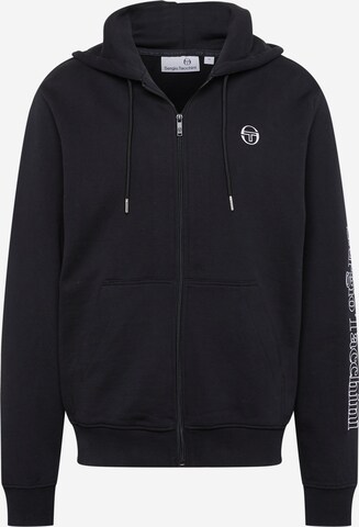 Sergio Tacchini Athletic Zip-Up Hoodie in Black: front