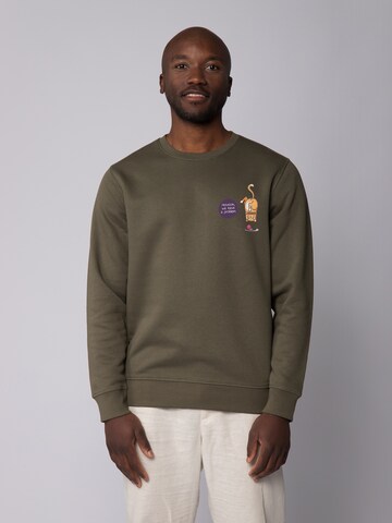 Watapparel Sweatshirt 'Funny Cat' in Green: front