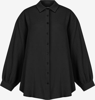 FRESHLIONS Regular Fit Langarmbluse 'Honari' in Schwarz: Vorderseite