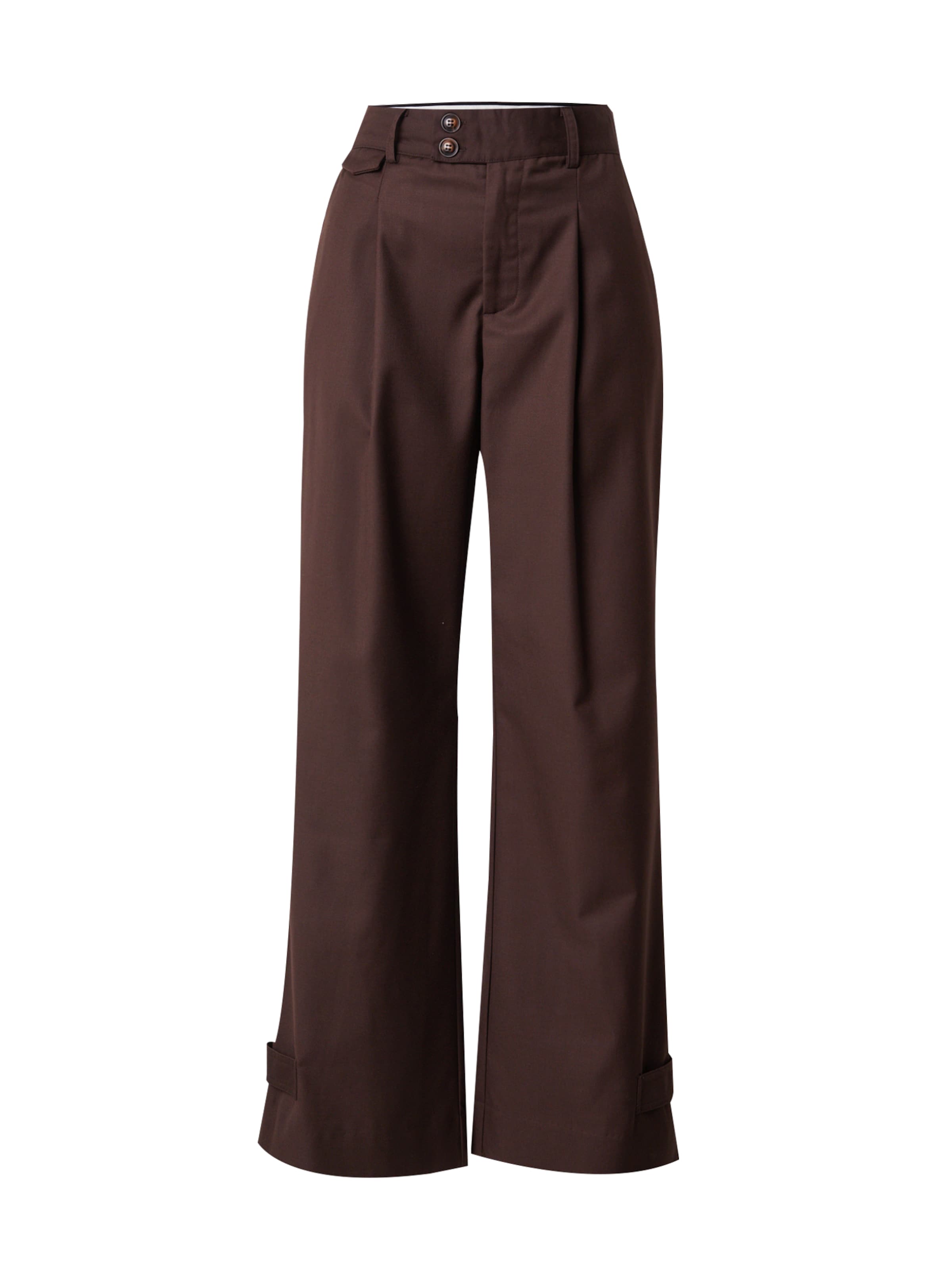 Noella Pleat-front trousers 'Joann' in Brown: front