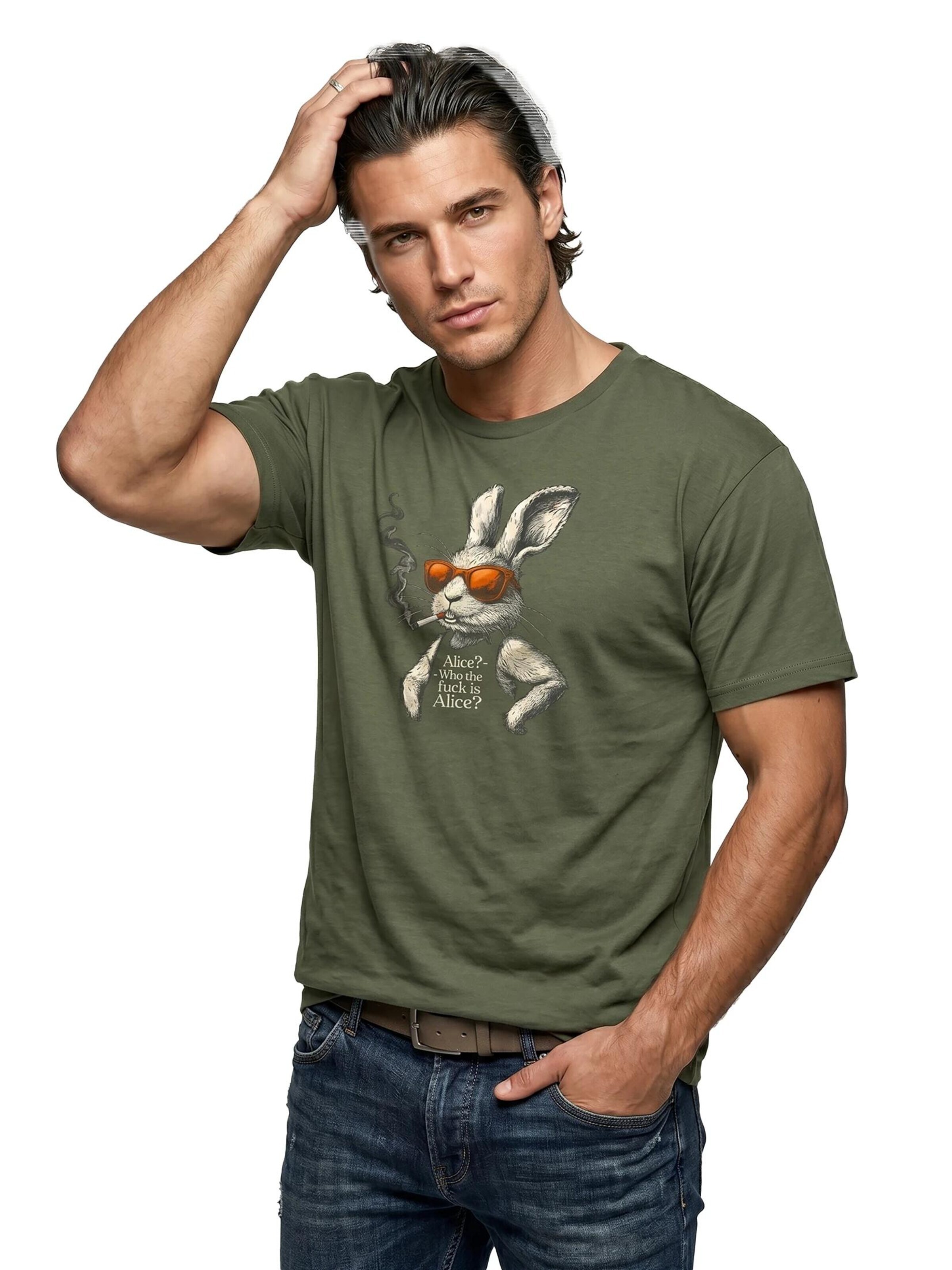 MAKAYA Shirt 'Alice Bunny' in Green