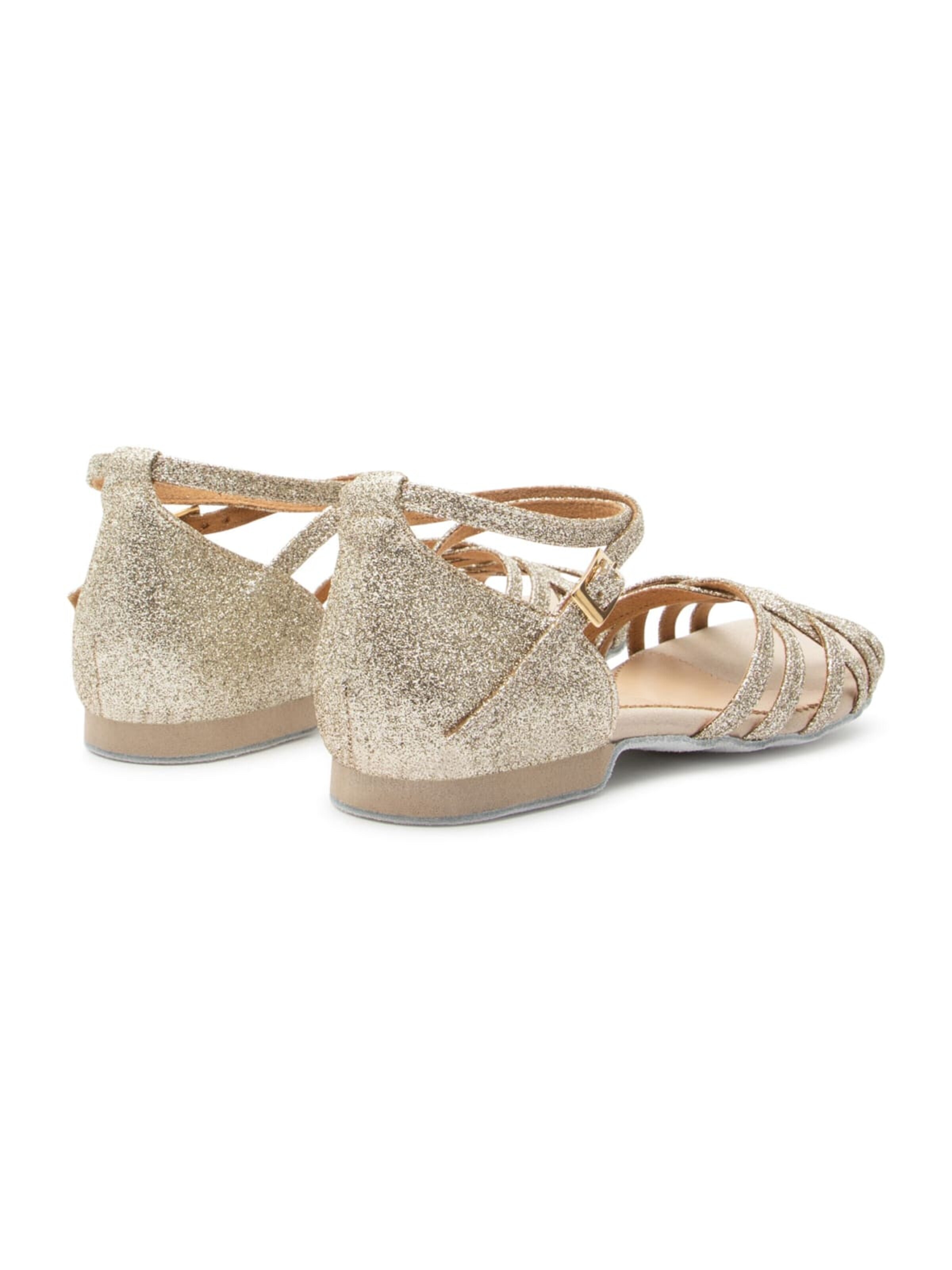 Dancing Queens Strap Sandals 'Joy Tanzschuhe Glitter Mikrofaser - Absatz 1.0 cm flat & Wildleder-Sohle' in Gold