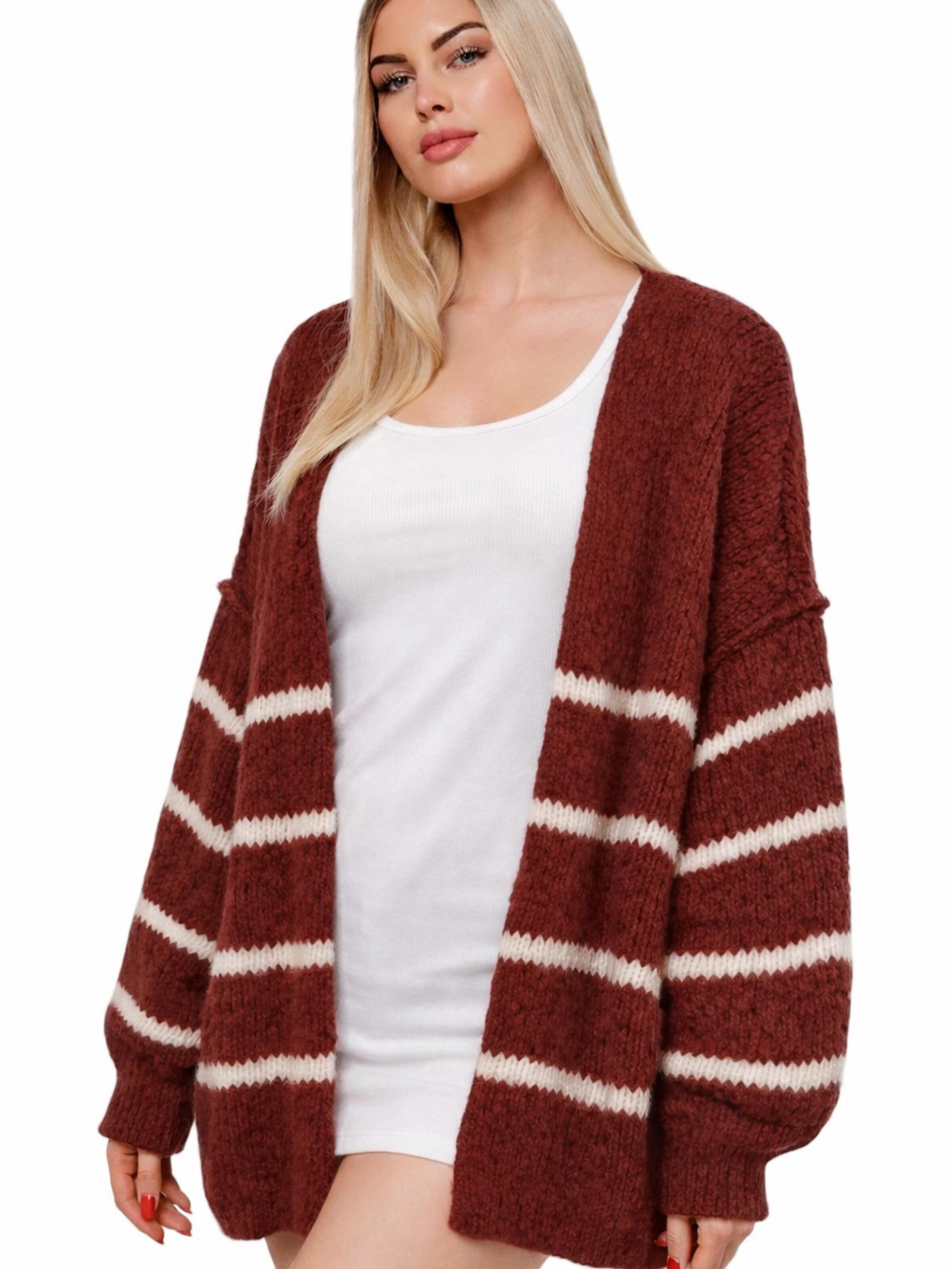Worldclassca Strickjacke 'Strick Jacke mit Streifen'‌‌‌‌‌‌‌ in Rot: Vorderseite
