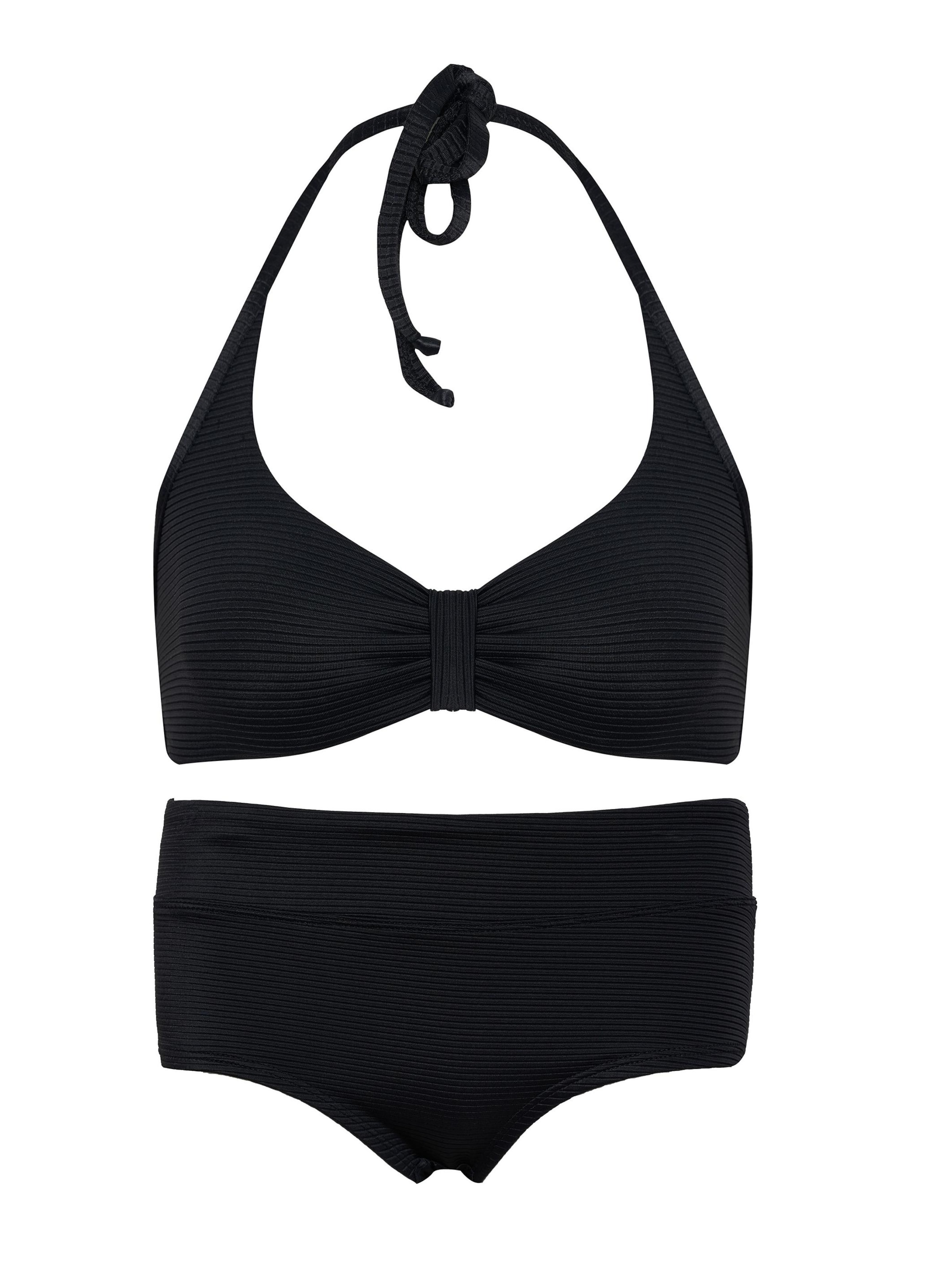 La V Triangel Bikini in Zwart: voorkant