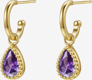 Hey Happiness - Pendientes 'February Birthstone' en oro: frente