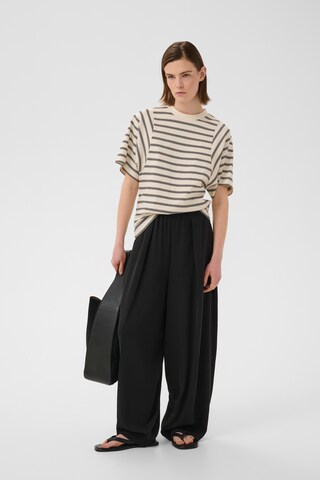 InWear Wide Leg Bukser med lægfolder 'QAILEY' i sort