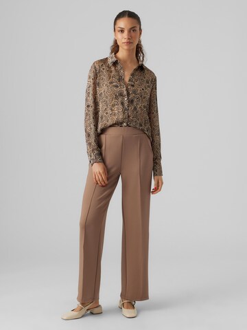 VERO MODA Wide leg Pleated Pants 'PANNA' in Brown