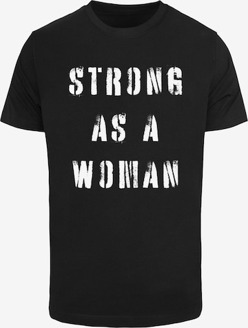 Merchcode T-Shirt 'WD - Strong As A Woman' in Schwarz: predná strana