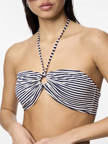 PIECES Bandeau Bikini Top 'CATRINE' in Blue: front