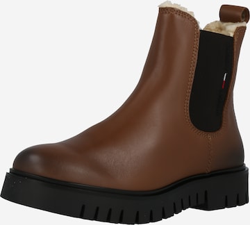 Tommy Jeans Chelsea Boots in Brown: front