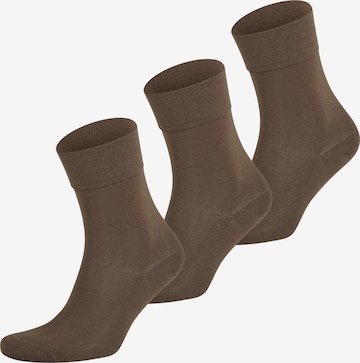 ELBEO Socks ' 3er-Pack Sensitive Bamboo ' in Brown: front